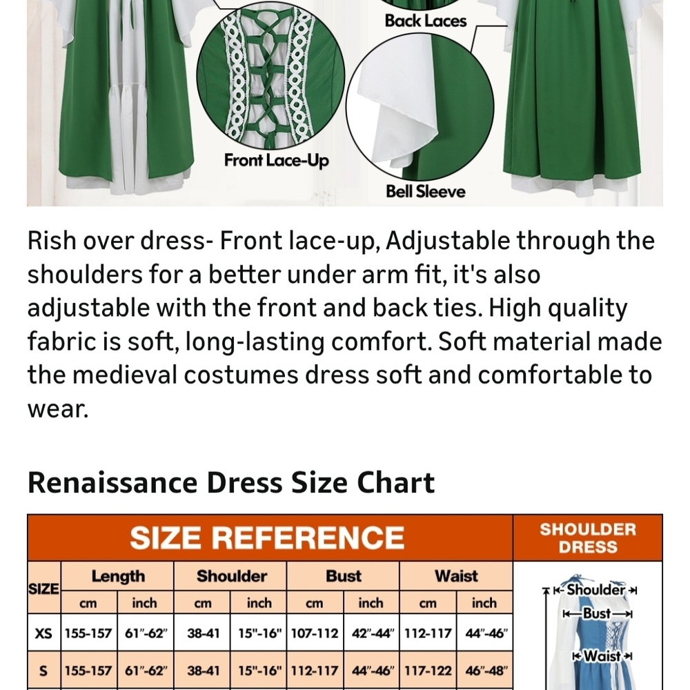 Renaissance Green and White Long Sleeve Dress - Picture 8 of 8